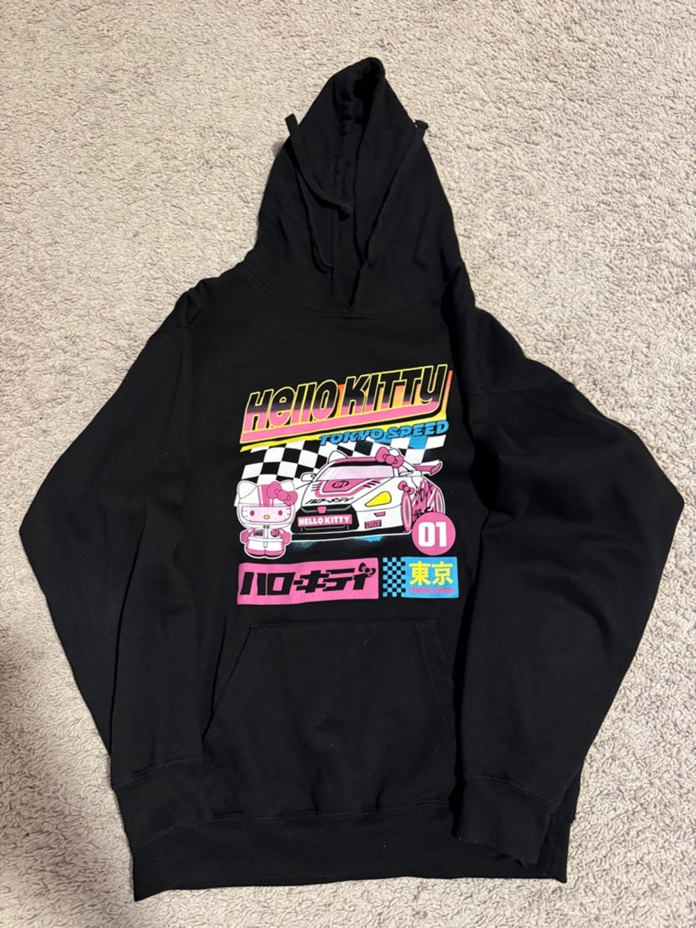 Hello Kitty Black Racing Graphic Pullover Hoodie